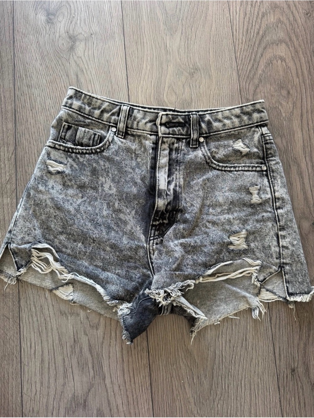Zara Distressed  High Rise Denim Shorts